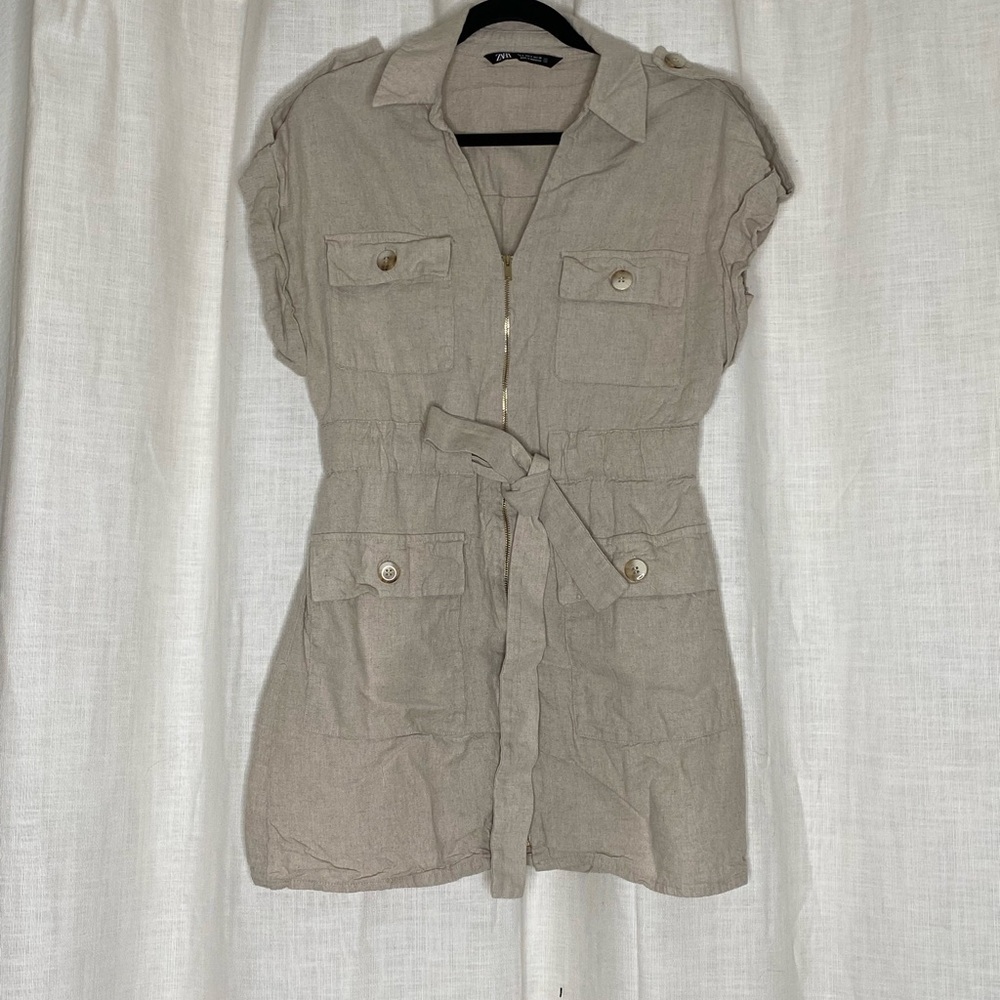 Zara Beige Utility Dress